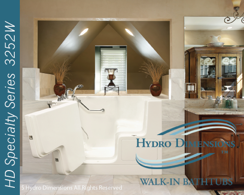 HD Specialty Series 3252W Wide Door Walk In Bath Tub